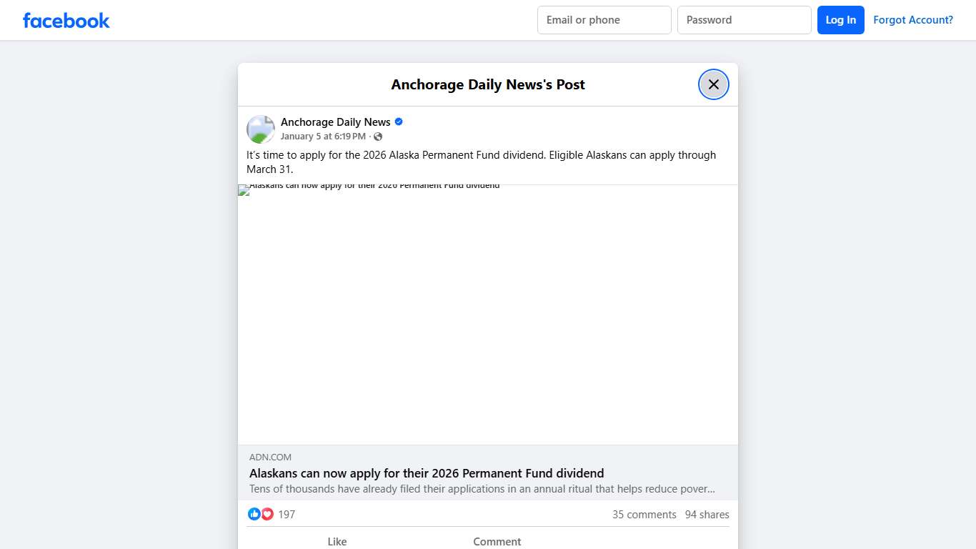It’s time to apply for the 2026... - Anchorage Daily News Facebook